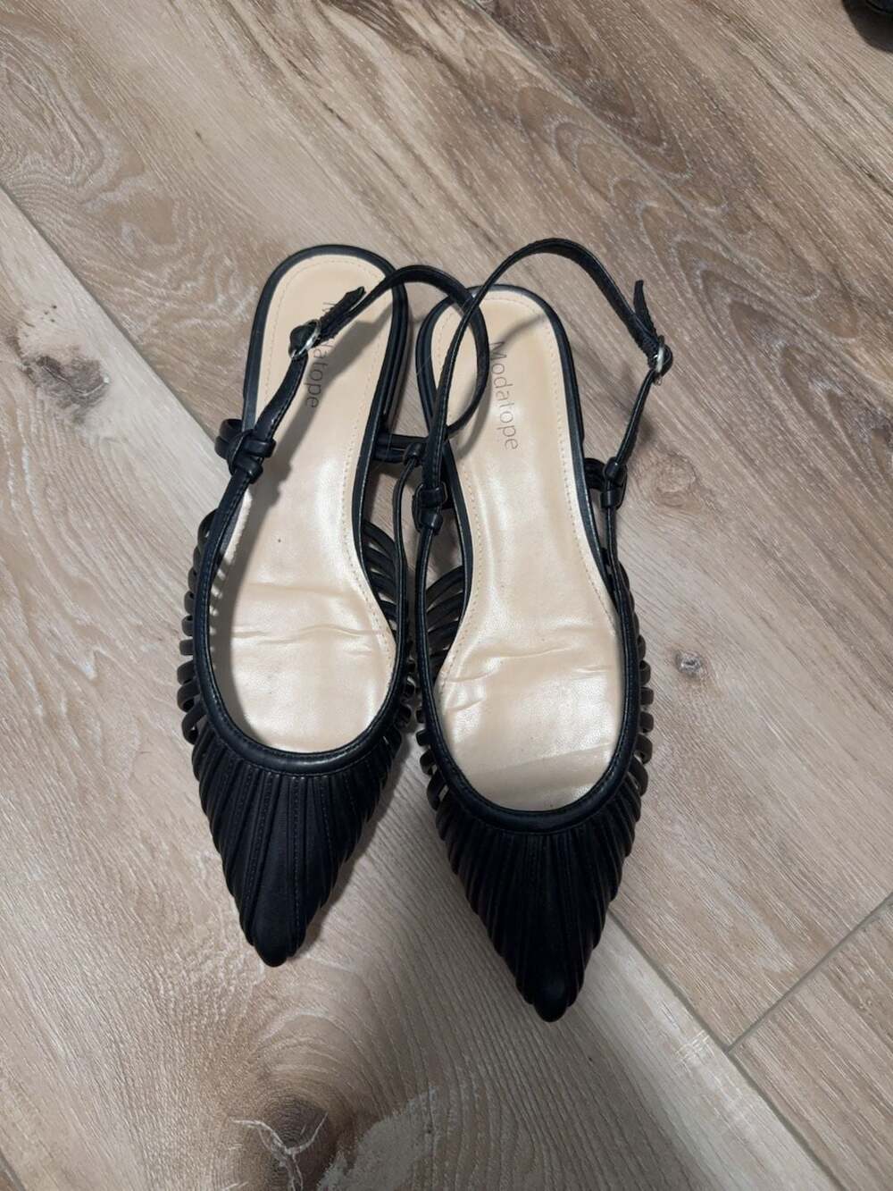 Modatope Black Pointed Toe Slingback Flats Size 9